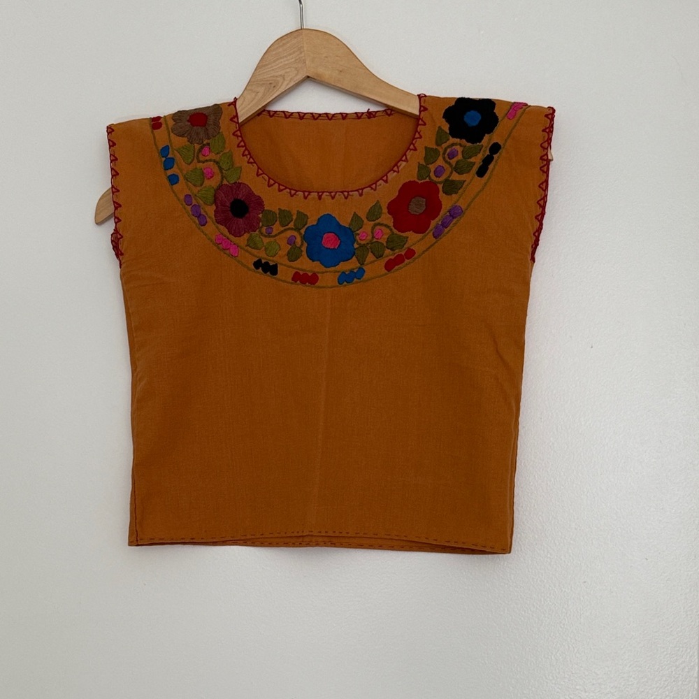 Floral Embroidered Women's Blouse - Orange